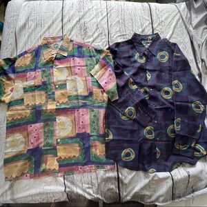 Silks Mens button shirts, 2 shirts-  sz L, 1 long sleeve, 1 short, like new